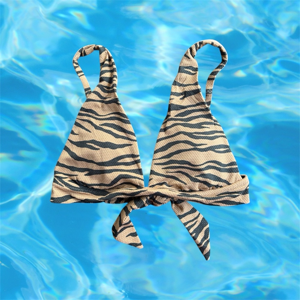 Aerie Zebra Print Bikini Top in Tan and Black